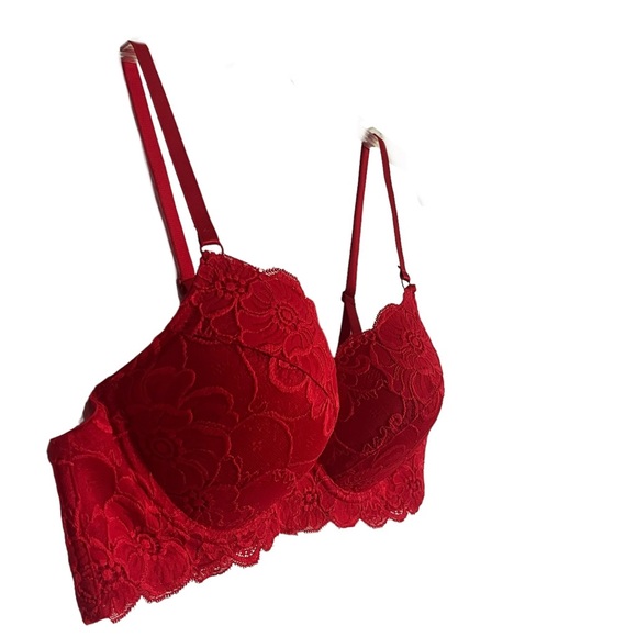 ILYS Sz 40C Scalloped Underwire Padded Red Lace I LUMIÉ Bra • Perfect NWOT - Picture 5 of 10